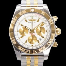 SA급 브라이틀링 남성용 크로노맷 오토매틱 크로노그래프 ETA7750-2타입 44mm 옐루골드 매탈줄 화이트다이얼 bre9951 xx