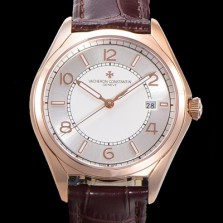 SA급 바쉐론 콘스탄틴 남성용 피프티식스 Ref.4600E 오토매틱 1326 타입 40mm 가죽줄 18K 로즈골드 실버 다이얼  vac5122 xx