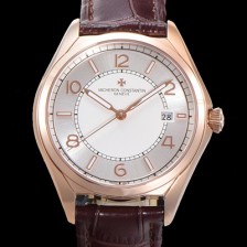 SA급 바쉐론 콘스탄틴 남성용 피프티식스 Ref.4600E 오토매틱 1326 타입 40mm 가죽줄 18K 로즈골드 실버 다이얼  vac5122 xx