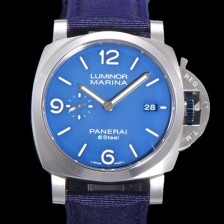 SA급 파네라이 남성용 PAM01157 루미노르 마리나 오토매틱 Cal P.9010 타입 44mm 가죽줄 블루다이얼 pan9152 xx