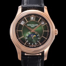SA급 파텍필립 남성용 컴플리케이션 5205R-011 오토매틱 Cal.324 S C 문페이즈  40mm  가죽줄 그린다이얼 pat5121 xx