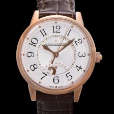 SA급 예거 르꿀르뜨 여성용 랑데뷰 나잇&데이 문페이즈 오토매틱 898A 타입 무브 34mm 보석 배젤 가죽줄 화이트다이얼 jag3115 xx