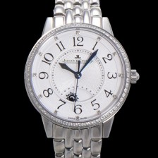 SA급 예거 르꿀르뜨 여성용 랑데뷰 나잇&데이 문페이즈 오토매틱 898A 타입 무브 34mm 보석 배젤 메탈줄 화이트다이얼 jag2912 xx