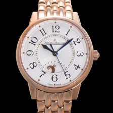 SA급 예거 르꿀르뜨 여성용 랑데뷰 나잇&데이 문페이즈 오토매틱 898A 타입 무브 34mm 금장시계 화이트다이얼 jag9115 xx