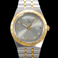 SA급 튜더 남성용 로얄 워치 오토매틱 스위스 ETA2836-2 타입 18K 옐루골드 41mm 메탈줄 실버다이얼 tud1195 xx