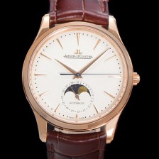 SA급 예거 르꿀르뜨 남성용 마스터 울트라 씬 문페이즈 오토매틱 925타입 18K로즈골드 39mm 가죽줄 화이트 다이얼 jag5191 xx