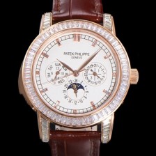 SA급 파텍필립 남성용 Ref.5073P 그랜드 컴플리케이션 문페이즈 오토매틱 18K 로즈골드/다이아몬드셋팅 42mm 가죽줄 화이트다이얼 pat2519 xx