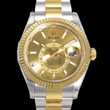 SA급  로렉스 남성용 스카이더웰러 오이스터 퍼페츄얼 오토매틱 Cal.9001타입 42미리 18K 옐루골드 투톤콤비매탈줄 골드다이얼 rol5291 xx