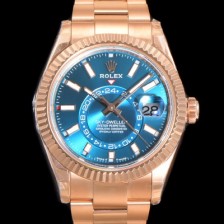 SA급  로렉스 남성용 스카이더웰러 오이스터 퍼페츄얼 오토매틱 Cal.9001타입 42미리 18K 로즈골드 블루 다이얼 rol5296 xx