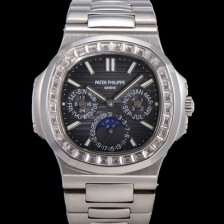 SA급 파텍필립 남성용 Ref.5740 노틸러스 문페이즈 오토매틱 Cal.240 Q타입 40mm 다이아몬드/쥬얼 메탈줄  그레이다이얼 pat5912 xx