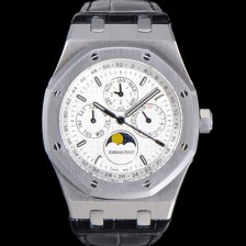 SA급 오데마피게 남성용 로얄오크 퍼펙츄얼 캘린더 41mm 오토매틱 T5134 타입 가죽줄 화이트다이얼 aud9513 xx