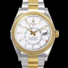 SA급  로렉스 남성용 스카이더웰러 오이스터 퍼페츄얼 오토매틱 Cal.9001타입 42미리 18K 옐루골드 투톤콤비매탈줄 화이트다이얼 rol5129 xx