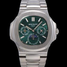 SA급 파텍필립 남성용 Ref.5740 노틸러스 문페이즈 오토매틱 Cal.240 Q타입 40mm 메탈줄  그린다이얼 pat9961 xx