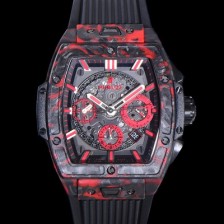 SA급 휴블렛 남성용 스피릿 빅뱅 마스터피스 카본제질 크로노그래프 Hub4700타입 45mm 러버우레탄줄 스켈래톤다이얼 hub2195 xx