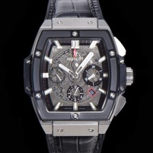 SA급 휴블렛 남성용 스피릿 빅뱅 마스터피스 크로노그래프 Hub4700타입 45mm 다이아몬드 셋팅 가죽줄 스켈래톤다이얼 hub1592 xx