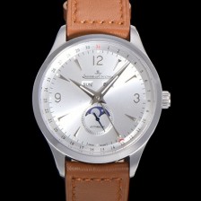 SA급 예거르꿀뜨르 남성용 마스터 캘린더 문페이즈 오토매틱 866  39mm 가죽줄 실버다이얼 jag1235 xx