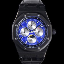 SA급 오데마피게 남성용 로얄오크 퍼펙츄얼 캘린더 41mm 오토매틱 T5134 타입 PVD블랙 무광 코팅 가죽줄 블루다이얼  aud5192 xx