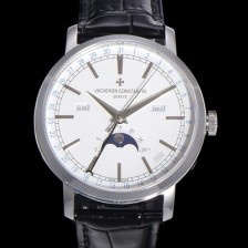 SA급 바쉐런콘스탄팀 남성용 트레디셔널 문페이즈 오토매틱 2460QCL 타입 41mm 가죽줄 화이트다이얼  vac5151 xx