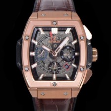 SA급 휴블렛 남성용 스피릿 빅뱅 마스터피스 크로노그래프 Hub4700타입 18K로즈골드 45mm 가죽줄 스켈래톤다이얼 hub1512 xx