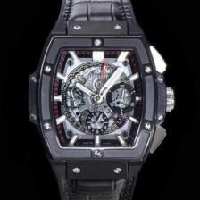 SA급 휴블렛 남성용 스피릿 빅뱅 마스터피스 크로노그래프 Hub4700타입 45mm PVD코팅 가죽줄 스켈래톤다이얼 hub3251 xx