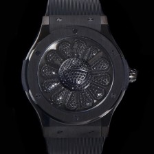 SA급 휴블렛 남성용 신형버전 클래식 퓨전 무라카미 타카시 45mm 오토매틱 Hub1214 타입 우레타줄 PVD코팅케이스 블랙다이얼  hub9193 xx