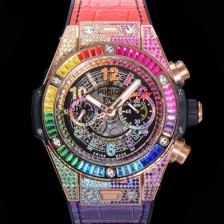 SA급 휴블렛 남성용 빅뱅 유니코  45mm 오토매틱 HUB1280 타입 18K 로즈골드/다이아몬드 풀케이스 러버줄 스켈래톤 다이얼  hub2151 xx