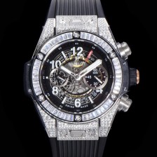 SA급 휴블렛 남성용 빅뱅 유니코 티타늄 45mm 오토매틱 HUB1280 타입  다이아몬드 풀케이스 러버줄 스켈래톤 다이얼 hub9251 xx