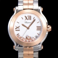 SA급 쇼파드 여성용 해피 스포츠 다이아몬드 36mm 스위스 955.112 쿼츠 18K 로즈골드 화이트다이얼 cho1953 xx