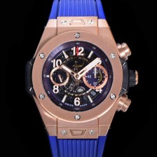 SA급 휴블렛 남성용 빅뱅 유니코  45mm 오토매틱 HUB1280 타입 18K 로즈골드 러버줄 스켈래톤 다이얼  hub5125 xx