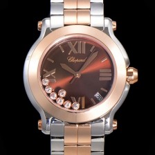 SA급 쇼파드 여성용 해피 스포츠 다이아몬드 36mm 스위스 955.112 쿼츠 18K 로즈골드 브라운다이얼 cho2391 xx