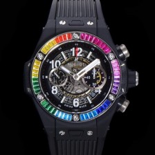 SA급 휴블렛 남성용 빅뱅 유니코 45mm 오토매틱 HUB1280 타입  PVD재잴 다이아몬드 베젤 러버줄 스켈래톤 다이얼  hub1952 xx