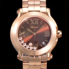 SA급 쇼파드 여성용 해피 스포츠 다이아몬드 36mm 스위스 955.112 쿼츠 18K 로즈골드 브라운다이얼 cho1259 xx