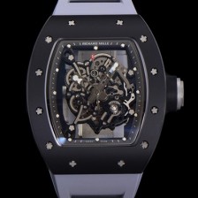 SA급 리차드밀레 남성용 RM055 블랙 PVD코딩 스켈레톤 다이얼 러버 스트랩 기계식 수동형 무브먼트 RIC07176 xx