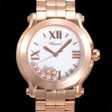 SA급 쇼파드 여성용 해피 스포츠 다이아몬드 36mm 스위스 955.112 쿼츠 18K 로즈골드 화이트다이얼 cho1251 xx