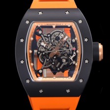 SA급 리차드밀레 남성용 RM055 블랙 PVD코딩 스켈레톤 다이얼 러버 스트랩 기계식 수동형 무브먼트 RIC07177 xx