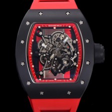 SA급 리차드밀레 남성용 RM055 블랙 PVD코딩 스켈레톤 다이얼 러버 스트랩 기계식 수동형 무브먼트 RIC07178 xx