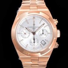 SA급 바쉐런콘스탄틴 남성용 오버시즈 42mm 오토매틱 5500S 18K 로즈골드  메탈줄 화이트다이얼 vac2511 xx