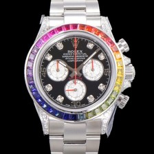 SA급 로렉스 남성용 데이토나 오이스터 다이아/큐빅 ETA7750-2 타입 오토매틱 크로노그래프 40mm 블랙다이얼 rol2624 xx