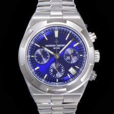 SA급 바쉐런콘스탄틴 남성용 오버시즈 크로노그래프 42mm 오토매틱 5500S 메탈줄 블루다이얼 vac1121 xx