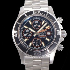 SA급 브라이틀링 남성용 에어로마린 슈퍼오션 어비스 크로노그래프 오토매틱 Eta7750-2 타입 44mm 메탈시계 블랙다이얼 bre4982 xx
