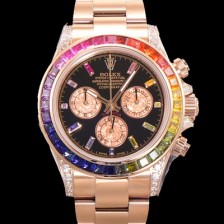 SA급 로렉스 남성용 데이토나 오이스터 다이아/큐빅 ETA7750-2 타입 오토매틱 크로노그래프 40mm 18K 로즈골드 블랙다이얼 rol4604 xx