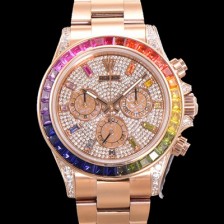 SA급 로렉스 남성용 데이토나 오이스터 다이아/큐빅 ETA7750-2 타입 오토매틱 크로노그래프 40mm 18K 로즈골드 보석다이얼 rol6944 xx