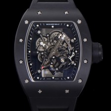 SA급 리차드밀레 남성용 RM055 블랙 PVD코딩 스켈레톤 다이얼 러버 스트랩 기계식 수동형 무브먼트 RIC07173 xx