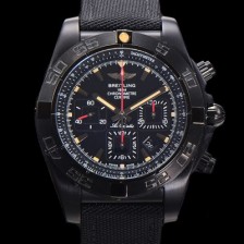 SA급 브라이틀링 남성용 크로노맷  DLC 블랙스틸 오토매틱 ETA 7750-2 타입 44mm 나토천/가죽믹스 블랙다이얼  bre2026 xx