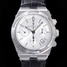 SA급 바쉐런콘스탄틴 남성용 오버시즈 크로노그래프 42mm 오토매틱 5500S 가죽줄 화이트다이얼 vac1235 xx