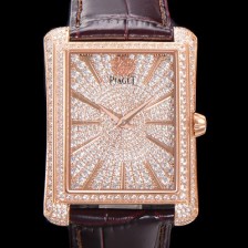 SA급 피아제 남성용 블랙티 오토매틱 ETA2824-2 타입 32mm 풀 다이아몬드 셋팅 / 18K로즈골드 보석다이얼 pia8824 xx