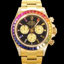 SA급 로렉스 남성용 데이토나 오이스터 다이아/큐빅 ETA7750-2 타입 오토매틱 크로노그래프 40mm 18K 옐루골드 블랙다이얼 rol2024 xx