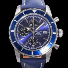 SA급 브라이틀링 남성용 슈퍼오션 해리티지 크로노그래프 ETA7750-2 타입 오토매틱 46mm 가죽줄  블루다이얼 bre9642 xx