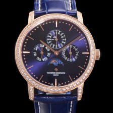 SA급 바쉐런콘스탄틴 남성용 패트리모니 다이아셋팅 로즈골드 논페이즈 오토매틱 1120타입 41mm 가죽줄 블루다이얼 vac4606 xx