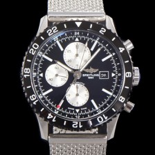 SA급 브라이틀링 남성용 크로노라이너 오토매틱 ETA 7750-2B 타입 46mm 메쉬메탈줄 세라믹 블랙다이얼 bre6846 xx